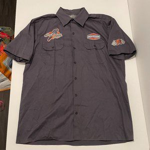 Barrett-Jackson 🚗 Gray Short Sleeve Button Shirt American Legend Mens Size 3XL